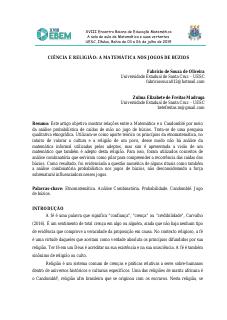 CIÊNCIA E RELIGIÃO: A MATEMÁTICA NOS JOGOS DE BÚZIOS