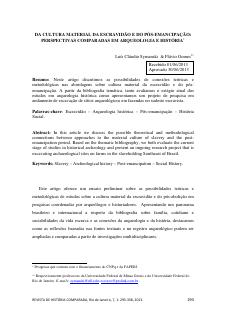 Da cultural material da escravidão e do pos-emancipação